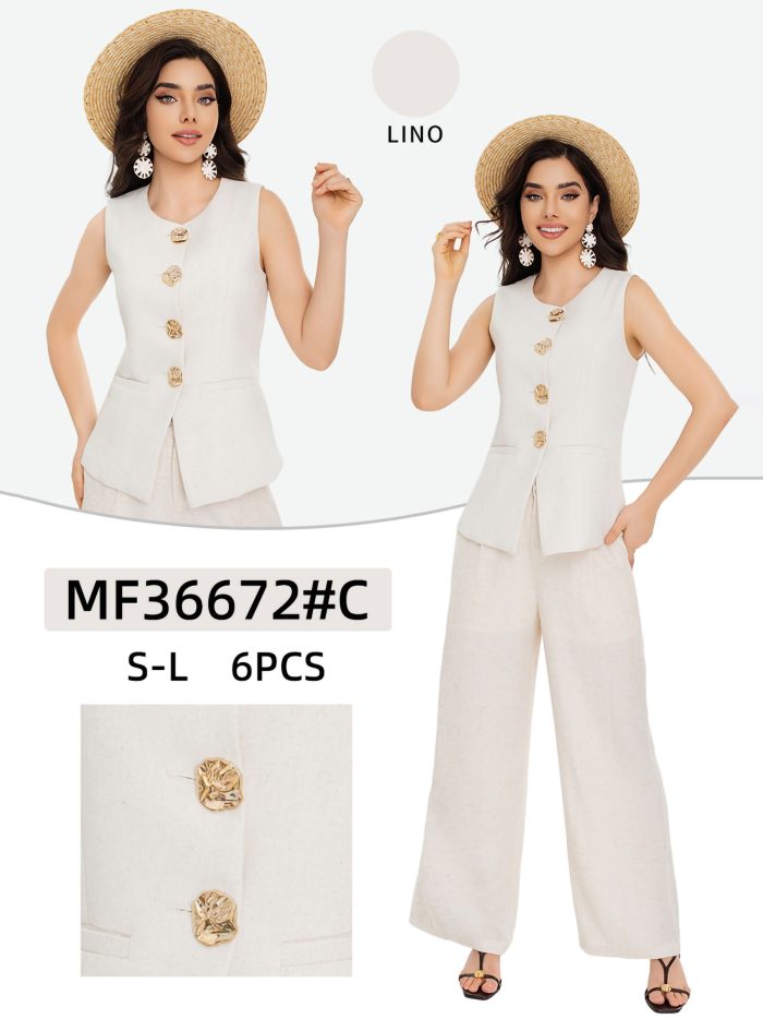 Gilet en lin boutons dorés