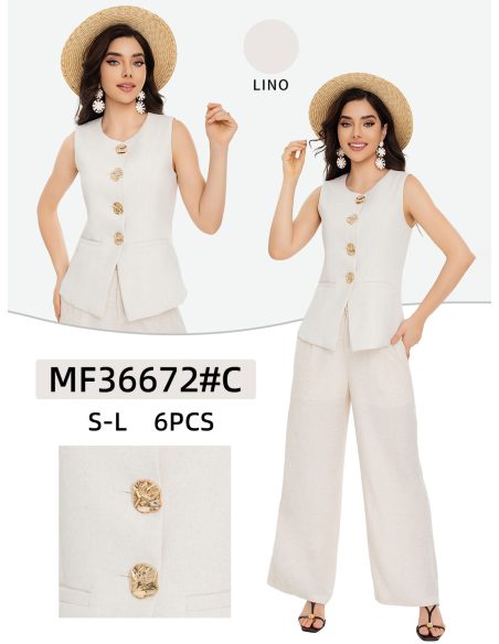 Gilet en lin boutons dorés