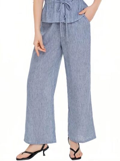 Pantalón recto efecto lino