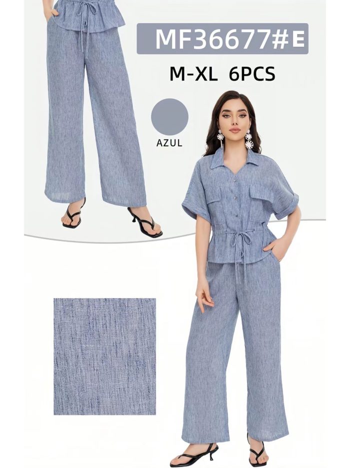 Linen effect straight-leg trousers