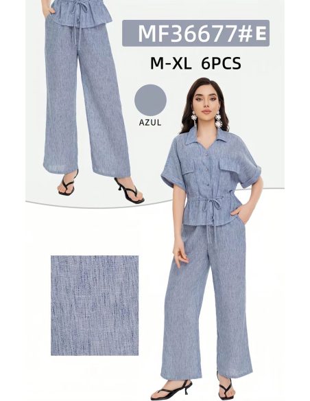 Linen effect straight-leg trousers