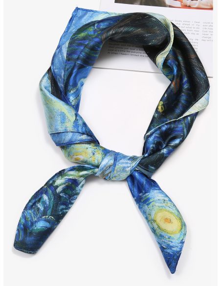 Lenço pequeno efeito seda arte clássica.