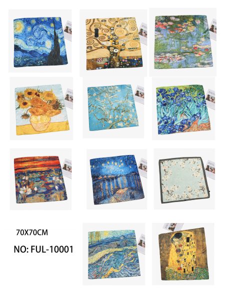 Lenço pequeno efeito seda arte clássica.