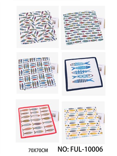 Pañuelo pequeño efecto seda estampado peces 2