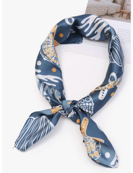 Lenço pequeno efeito seda inspiração marinha.