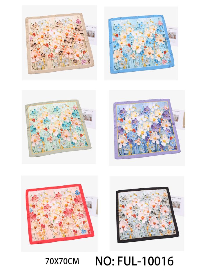 Pañuelo pequeño efecto seda flores silvestres