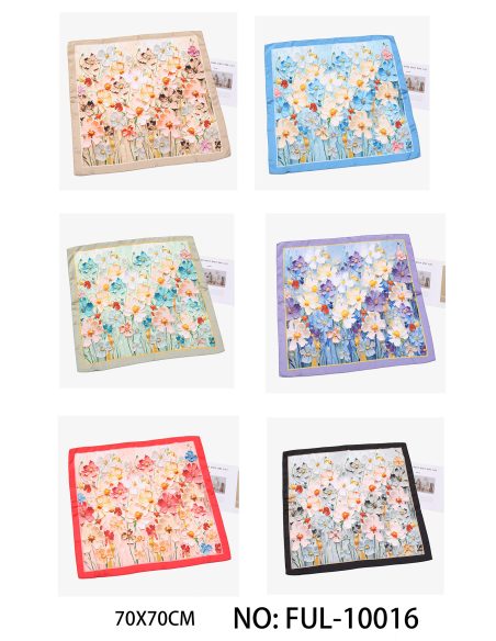 Pañuelo pequeño efecto seda flores silvestres