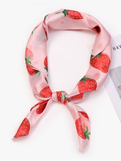 Pañuelo pequeño efecto seda frutas