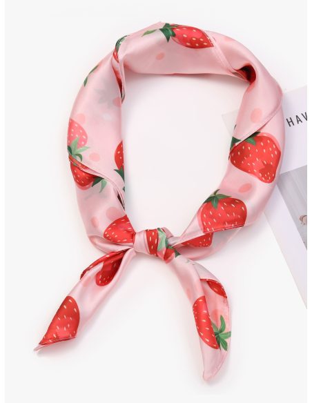 Pañuelo pequeño efecto seda frutas