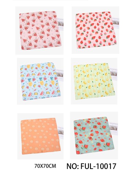 Pañuelo pequeño efecto seda frutas