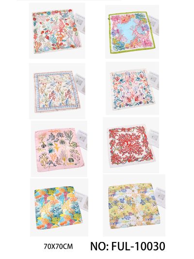 Pañuelo pequeño efecto seda coral marino 2