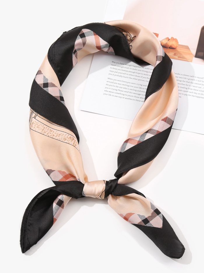 Pañuelo pequeño efecto seda tartán clásico