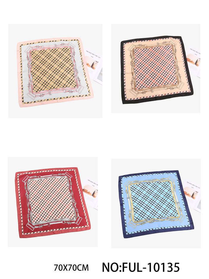 Pañuelo pequeño efecto seda tartán clásico