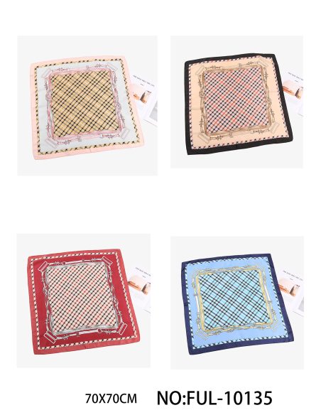 Pañuelo pequeño efecto seda tartán clásico