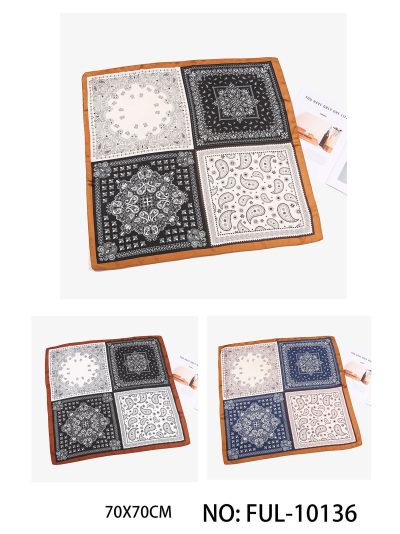 Lenço pequeno efeito seda bandana patchwork. 2