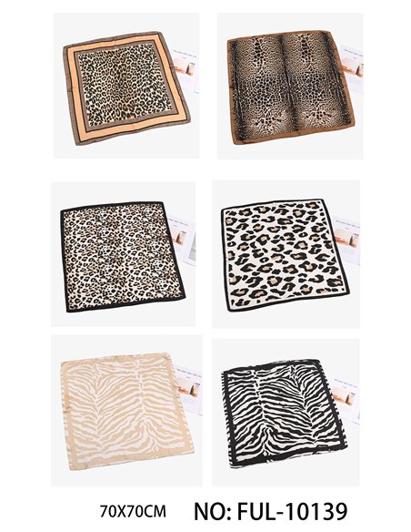 Lenço pequeno efeito seda animal print