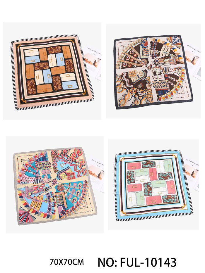 Lenço pequeno efeito seda estampado.