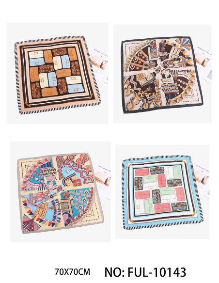 Lenço pequeno efeito seda estampado.