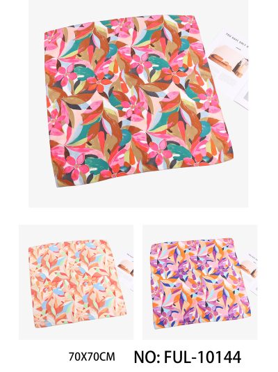 Pañuelo pequeño efecto seda flores vibrantes 2