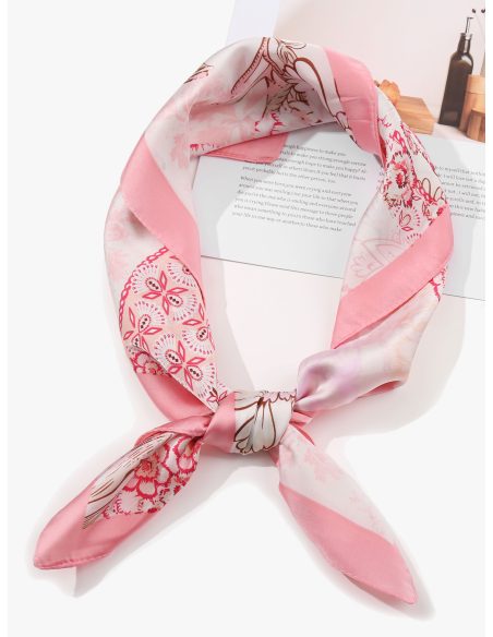 Pañuelo pequeño efecto seda flores pastel