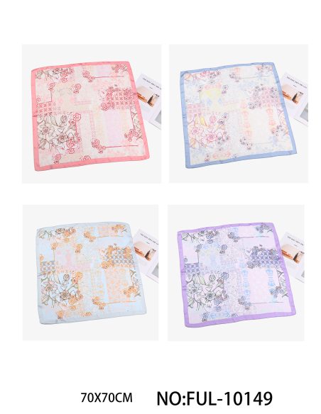 Pañuelo pequeño efecto seda flores pastel