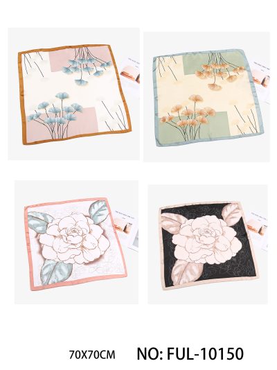 Pañuelo pequeño efecto seda flores minimalistas 2