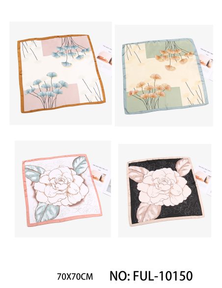 Pañuelo pequeño efecto seda flores minimalistas