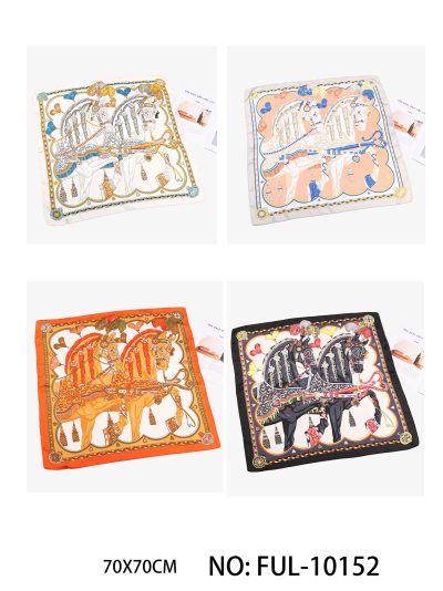 Pañuelo pequeño efecto seda estampado ecuestre 2