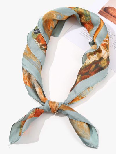 Pañuelo pequeño efecto seda arte paisaje