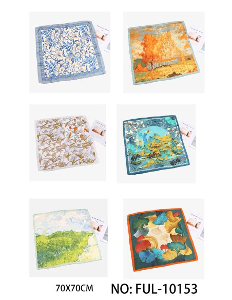 Pañuelo pequeño efecto seda arte paisaje