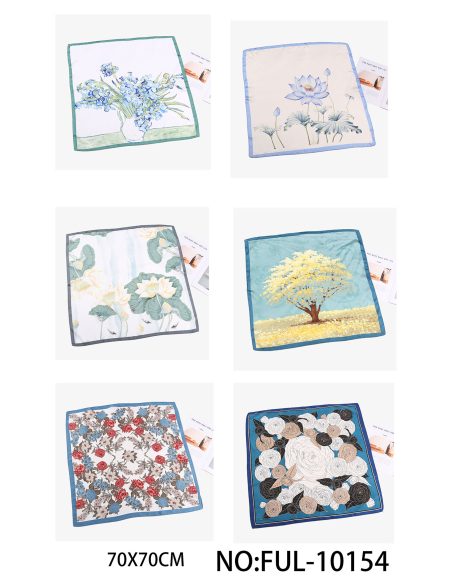 Lenço pequeno efeito seda botânica.