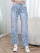Jeans wide leg estampado lazos