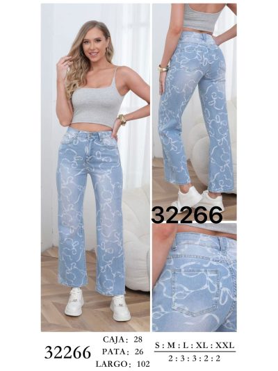 Jeans wide leg estampado lazos 2