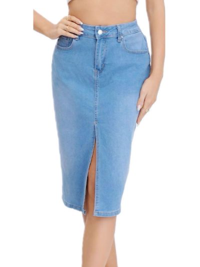 Gonna midi in denim taglia grande.