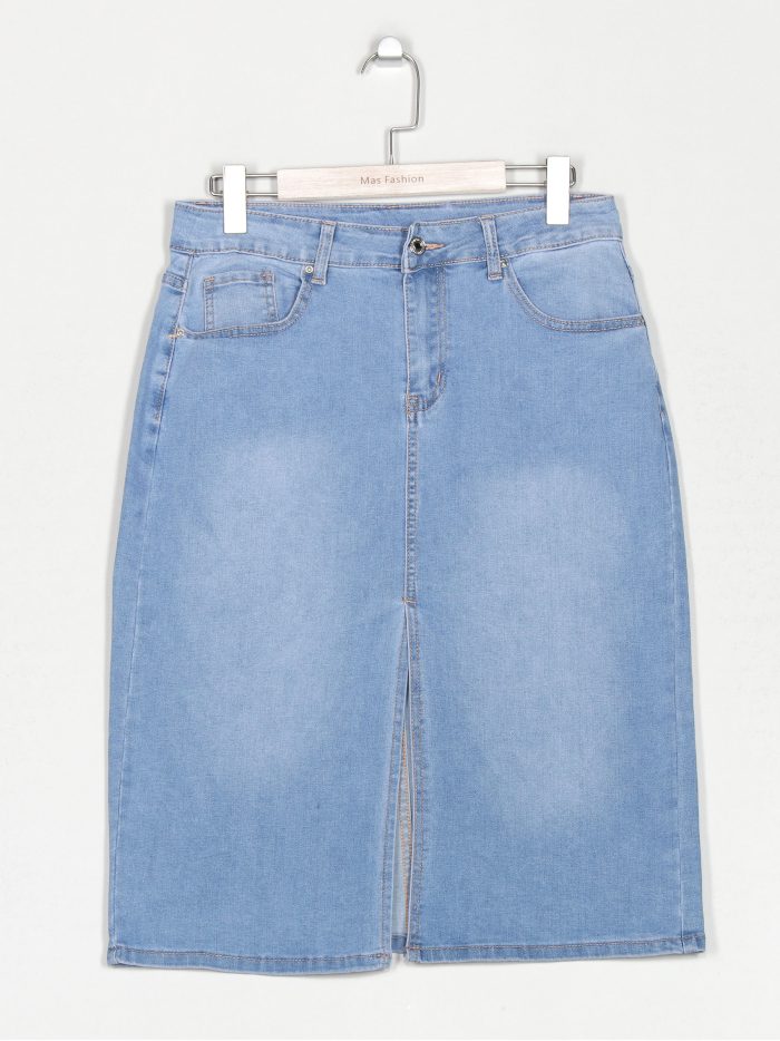 Midi-Denimrock in großen Größen