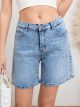 Plus size faded-effect denim shorts
