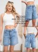 Plus size faded-effect denim shorts