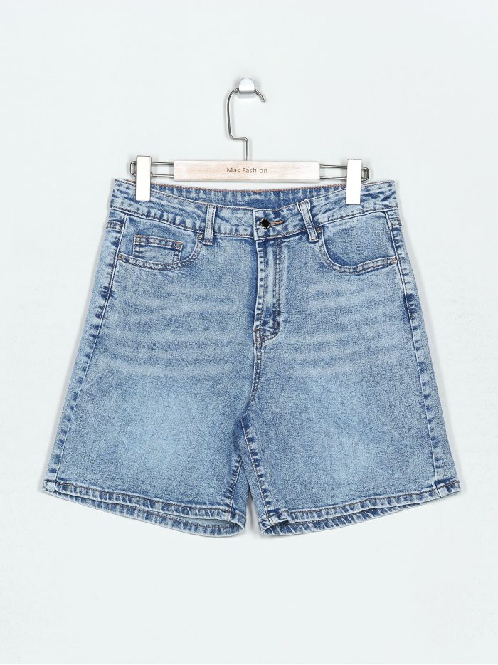 Plus size faded-effect denim shorts