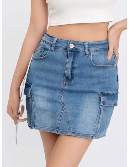 Calça saia jeans cargo