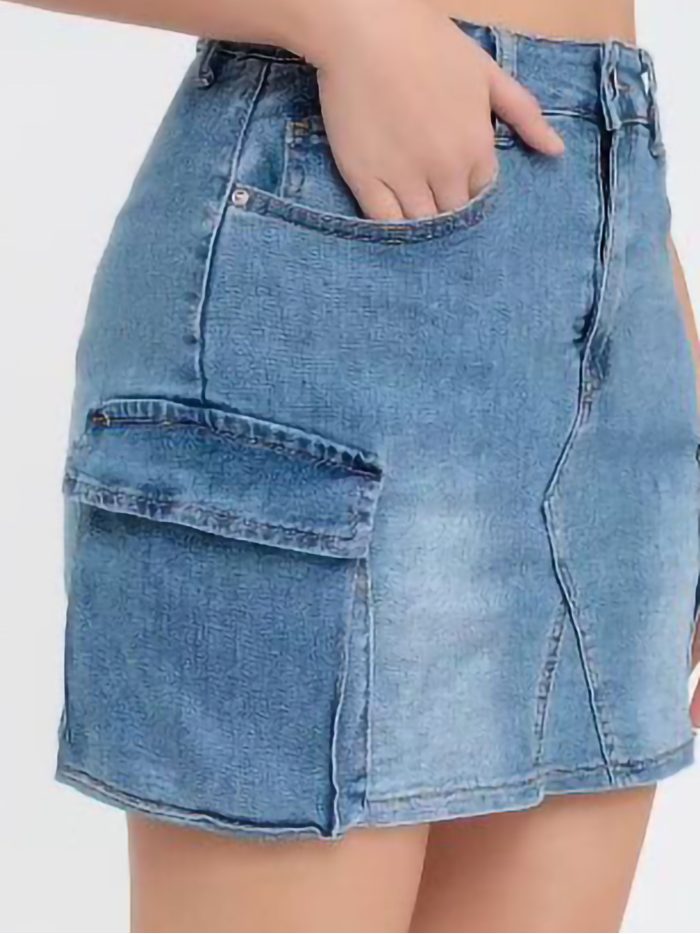 Calça saia jeans cargo