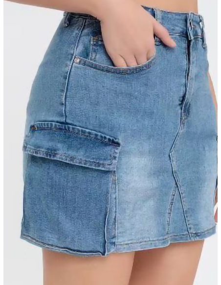 Calça saia jeans cargo