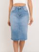 Denim midi skirt with a vent