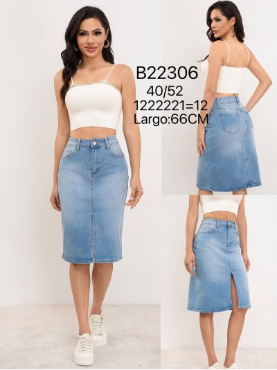 Denim midi skirt with a vent 2