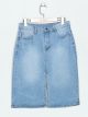 Denim midi skirt with a vent