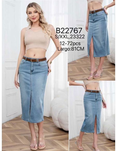 Falda vaquera midi abertura frontal