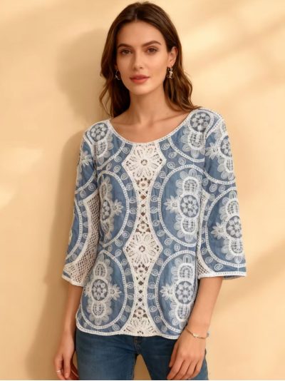 Blusa bordada guipur