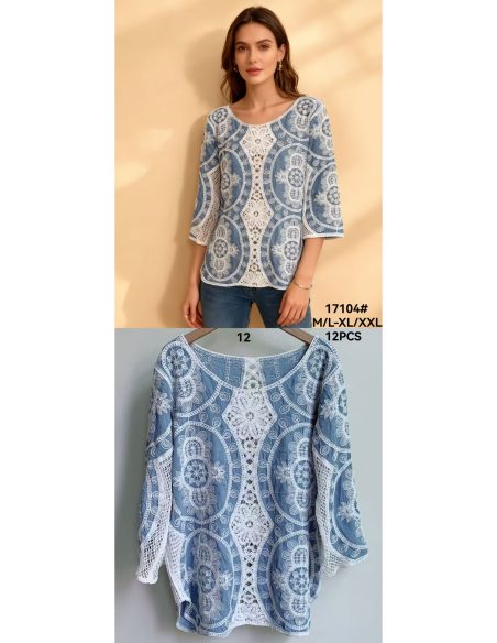 Blusa bordada guipur