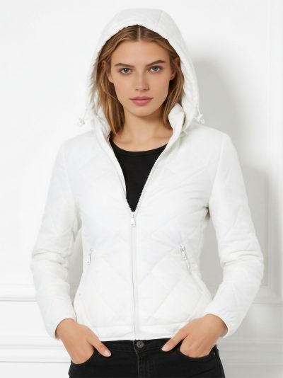 Quilted down puffer jacket with hood 2