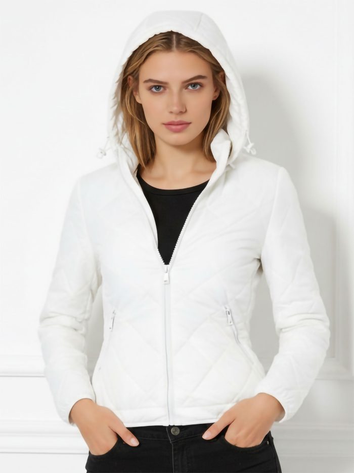 Quilted down puffer jacket with hood