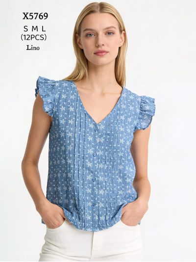 Blusa lino volantes botones 2